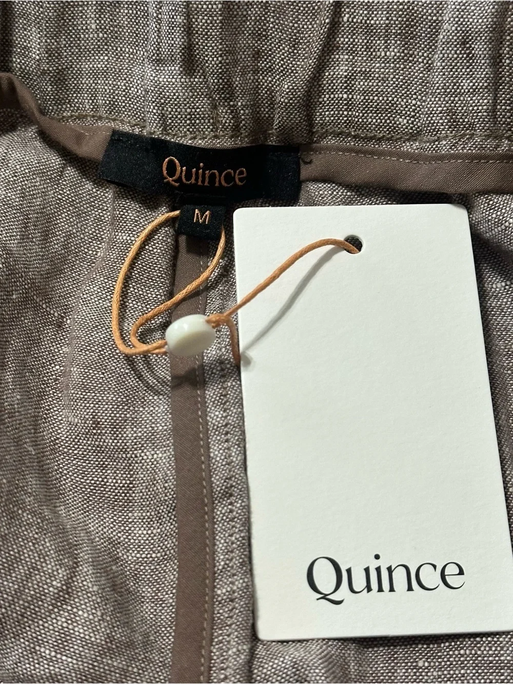 Quince NWT Women’s Size M Taupe Brown Chambray European Linen Straight Leg Pants